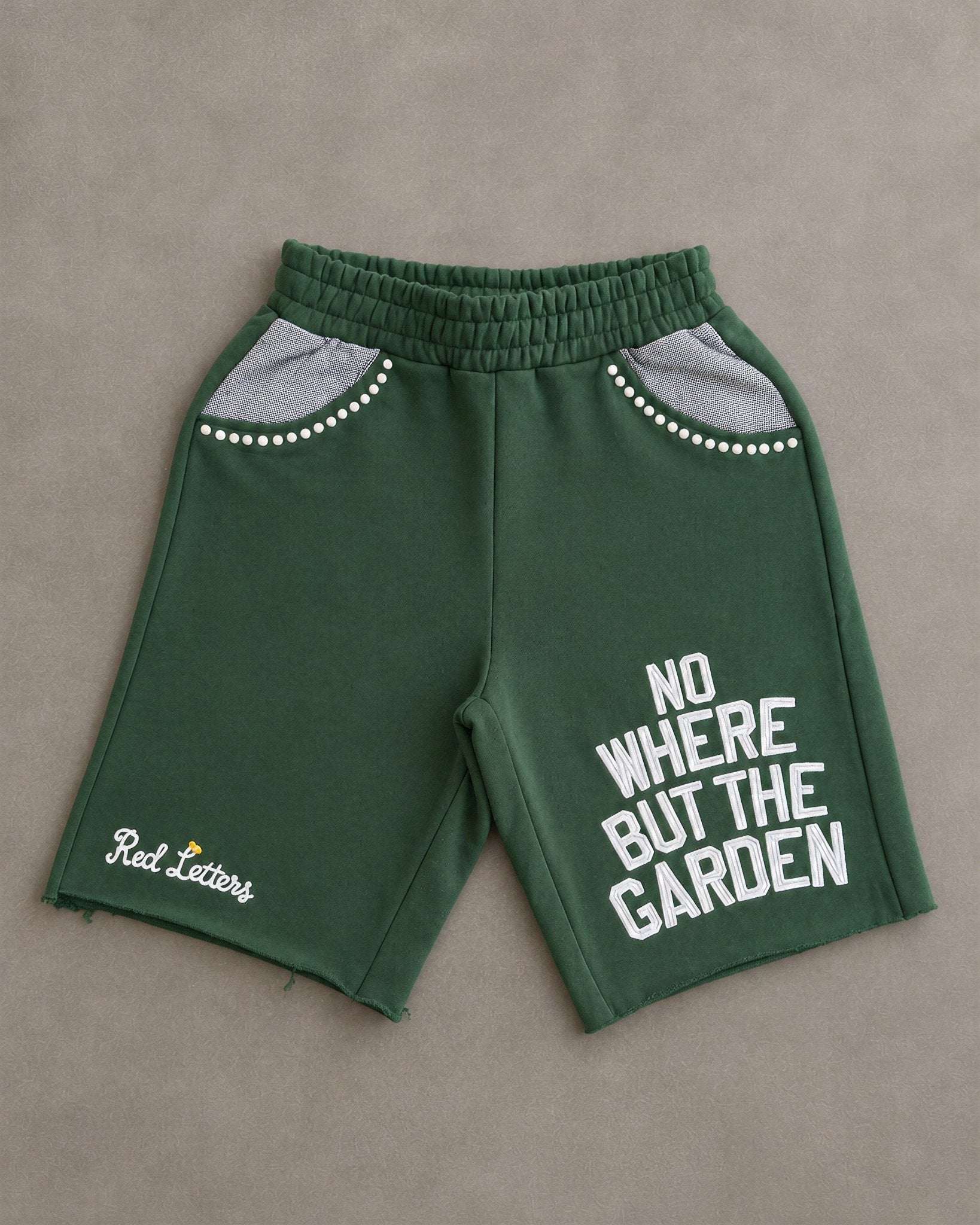 At The Garden French Terry Shorts - Red Letters