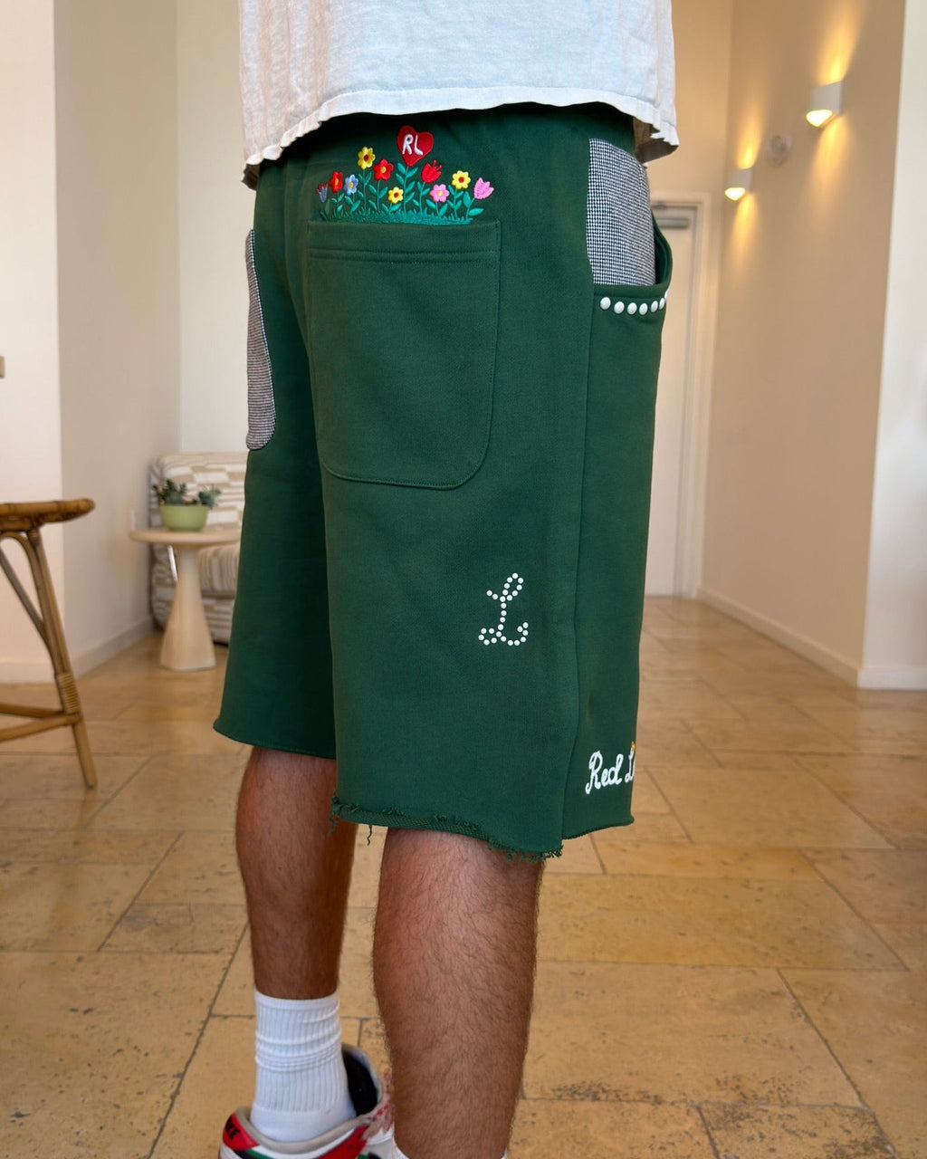 At The Garden French Terry Shorts - Red Letters