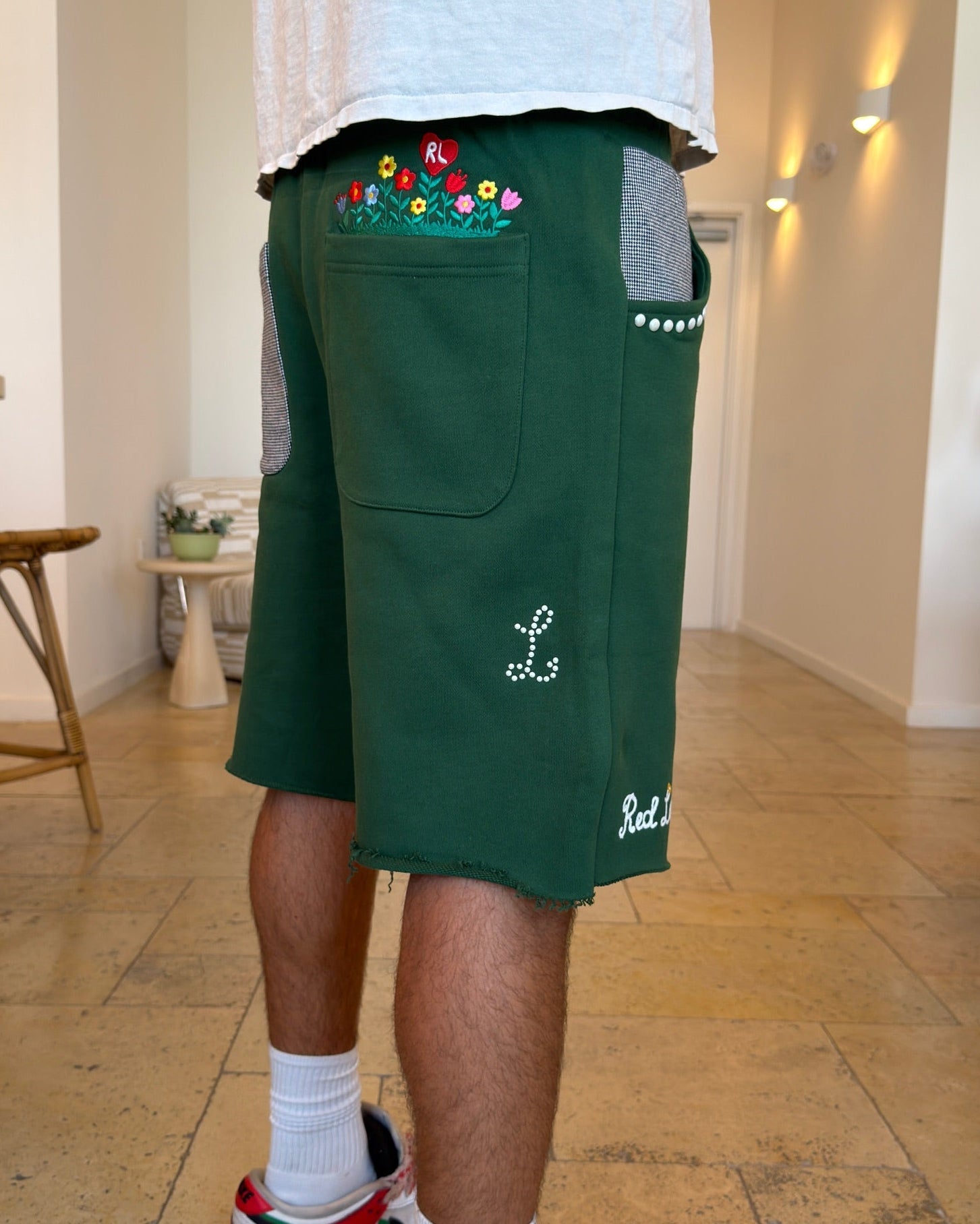 At The Garden French Terry Shorts - Red Letters