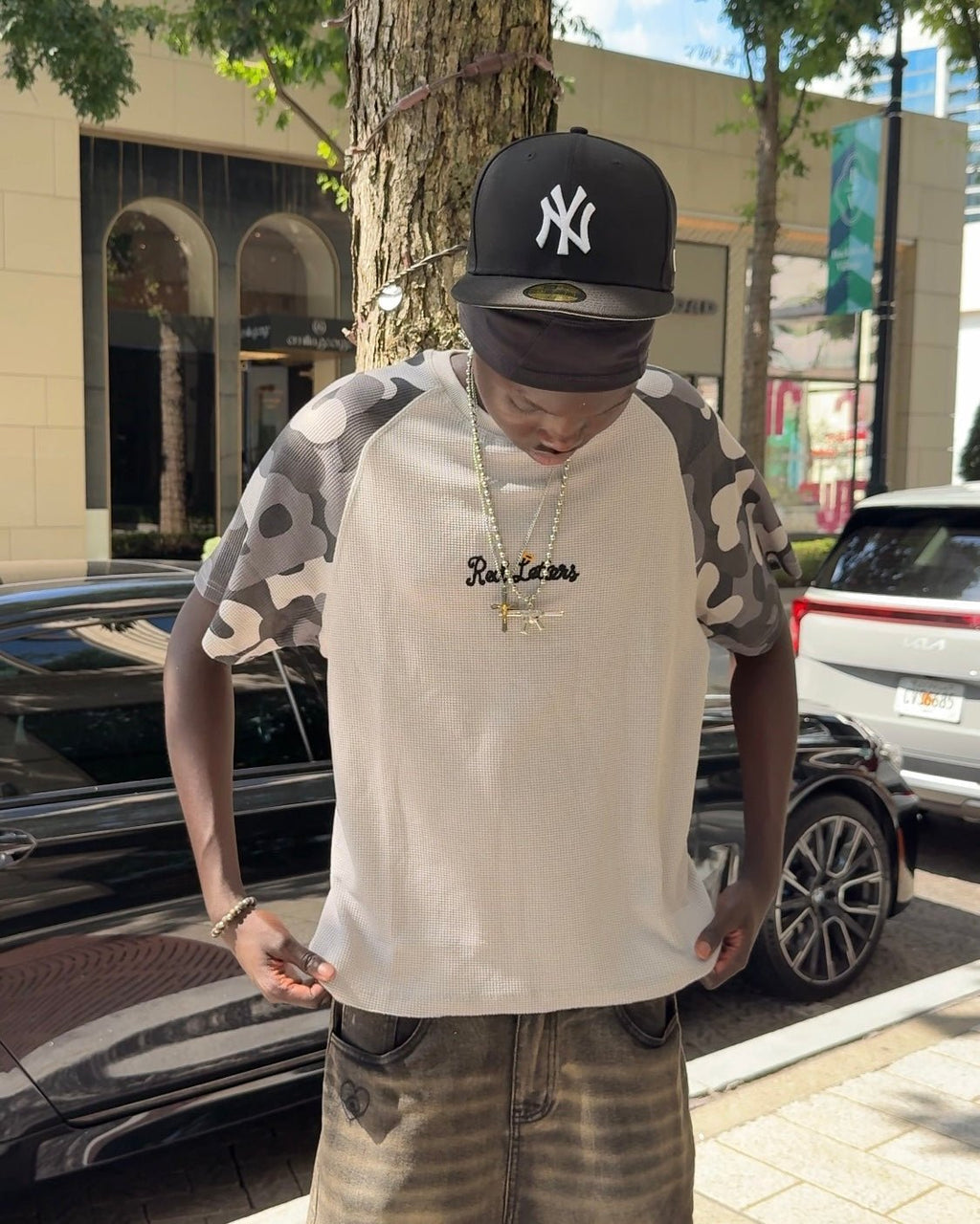 Camo Letters Thermal Tee - Winter - Red Letters