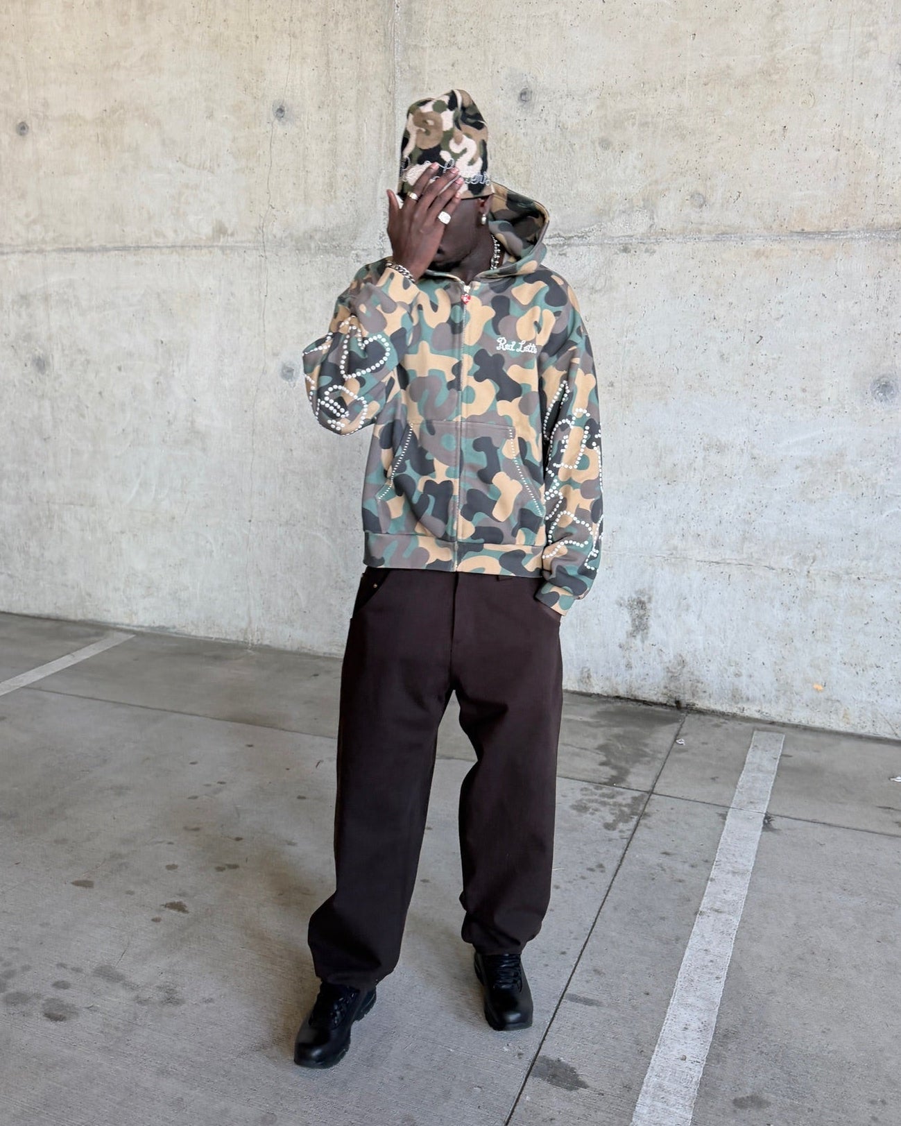 Hidden Gem Scattered Zip Up - Red Letters
