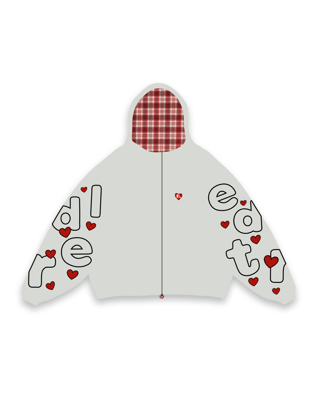 Love Letters Scattered Zip Up by Red Letters