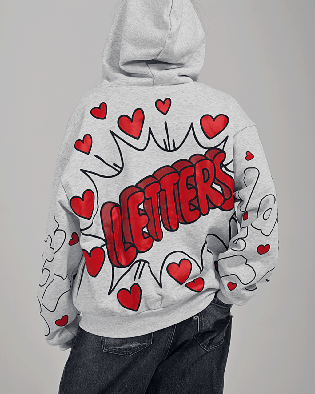 Love Letters Scattered Zip Up - Red Letters