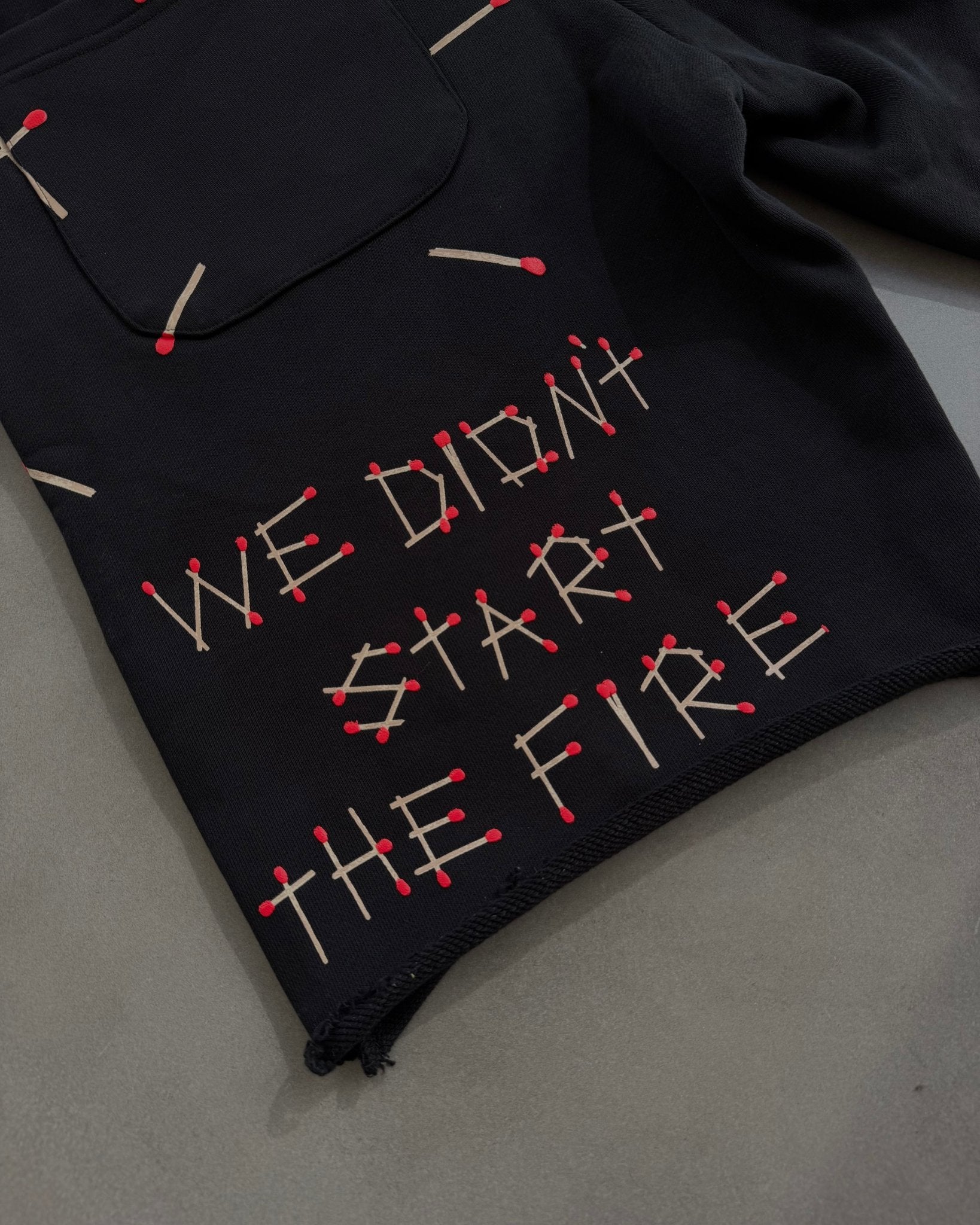 Start the Fire French Terry Shorts - Red Letters