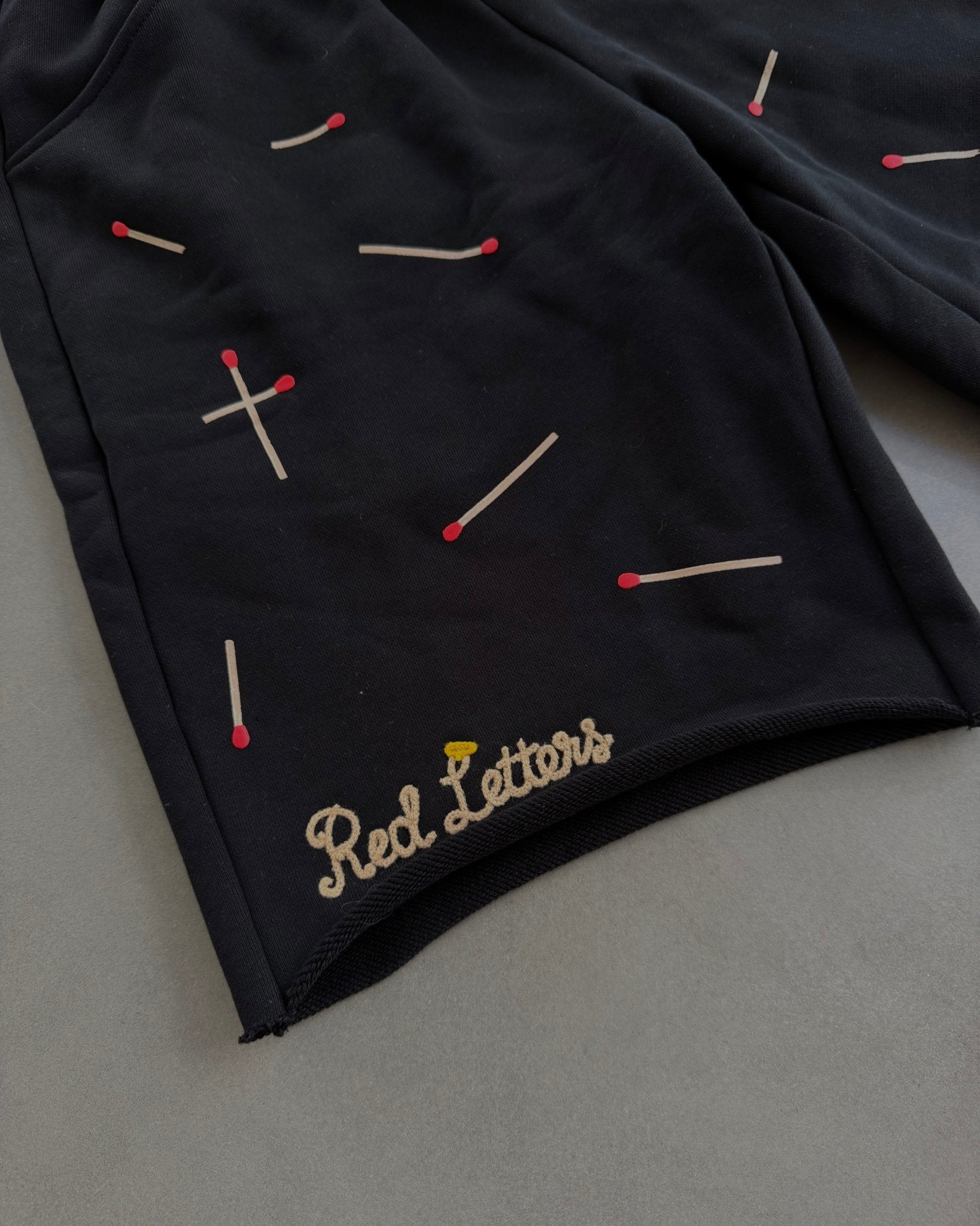 Start the Fire French Terry Shorts - Red Letters