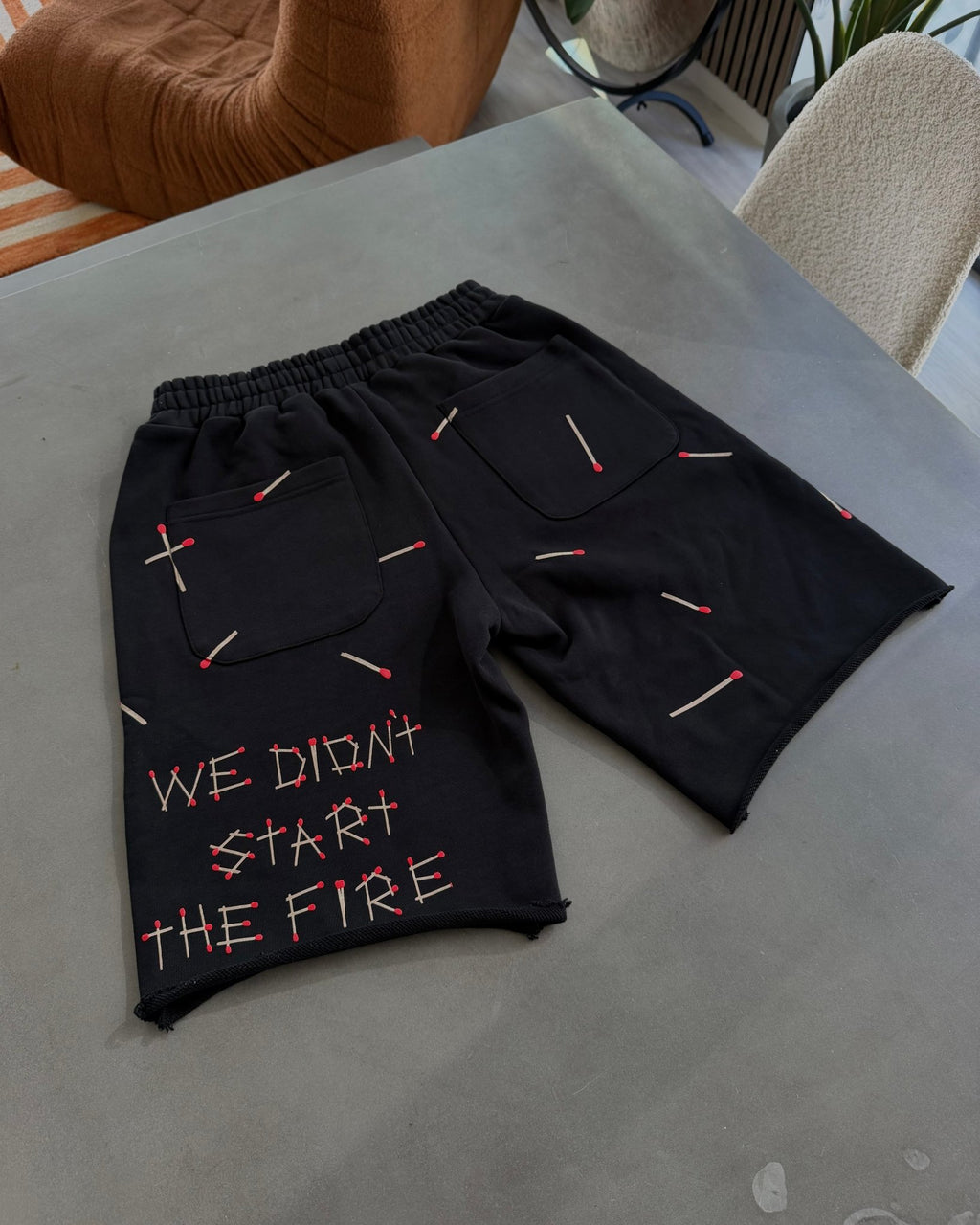 Start the Fire French Terry Shorts - Red Letters