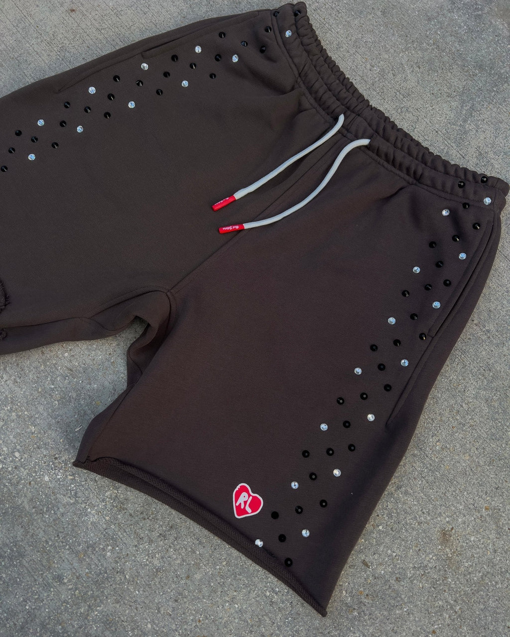 Stoned Sweat Shorts - Charcoal - Red Letters