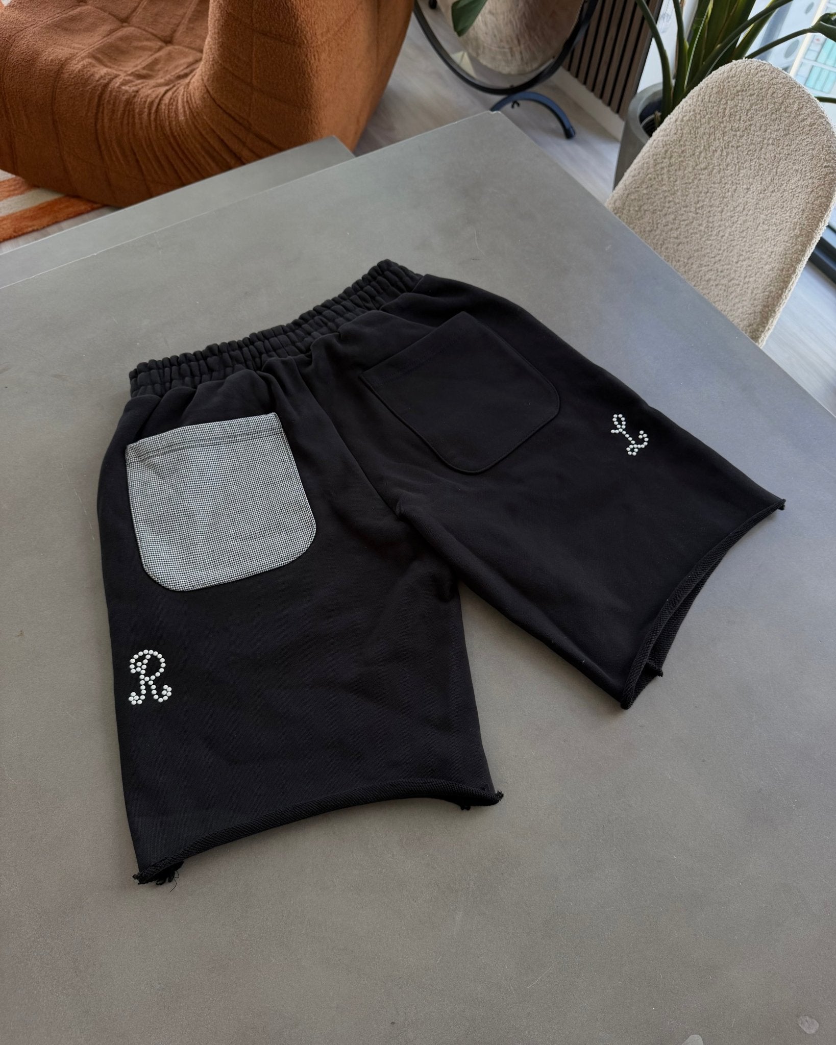 Trust God French Terry Shorts - Black - Red Letters