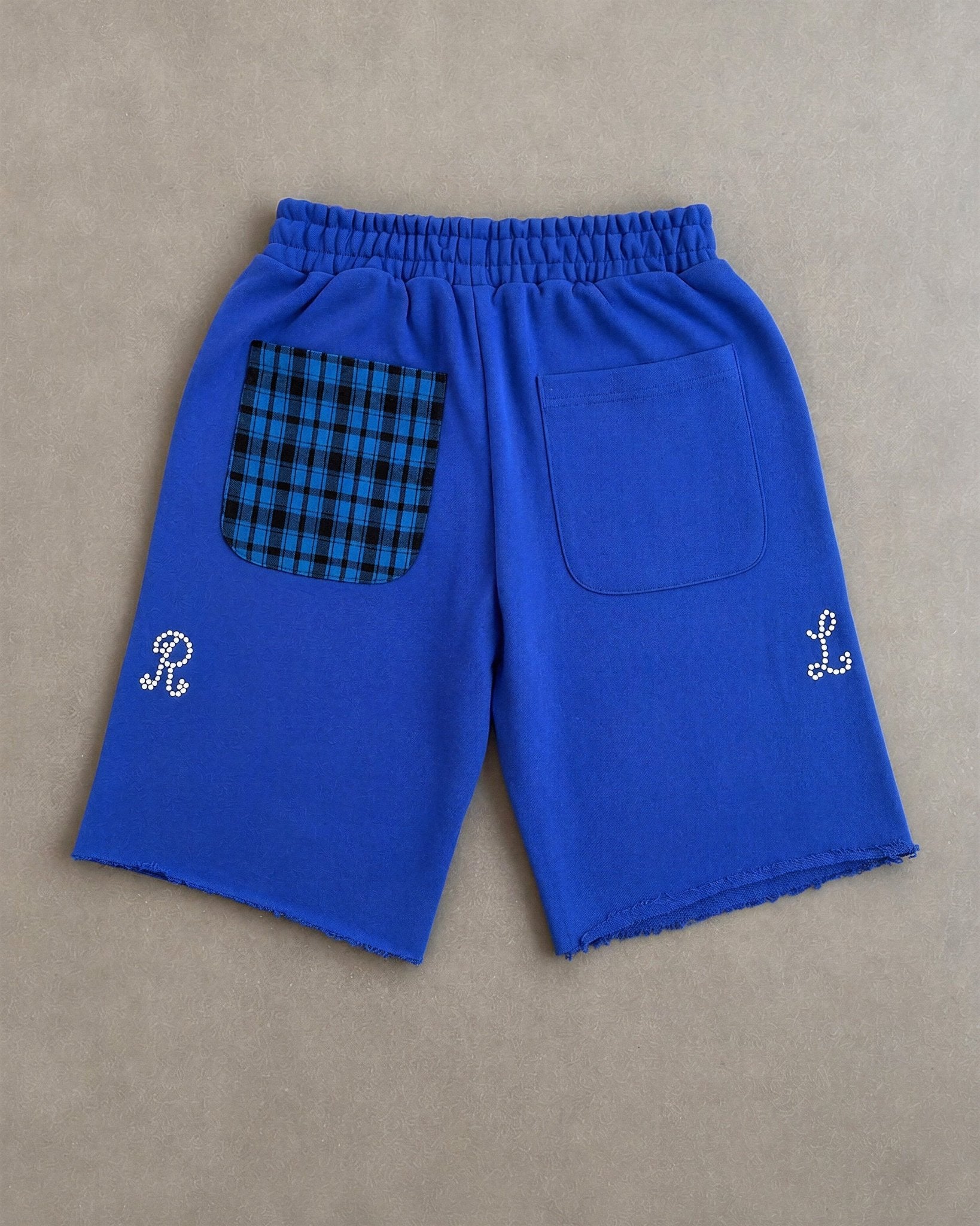 Trust God French Terry Shorts - Royal - Red Letters