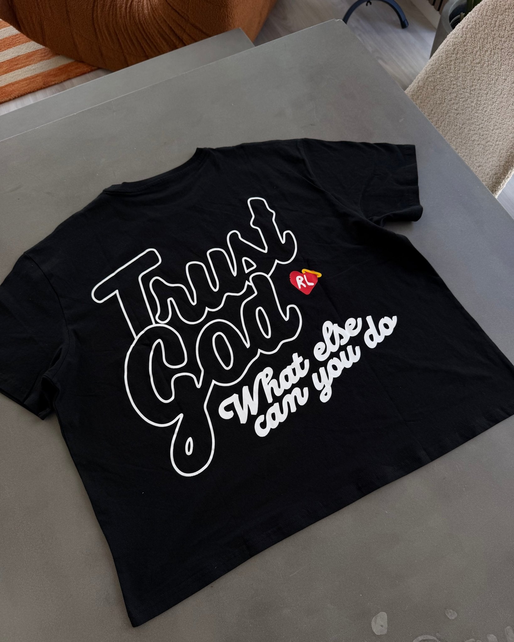 Trust God Tee - Black - Red Letters