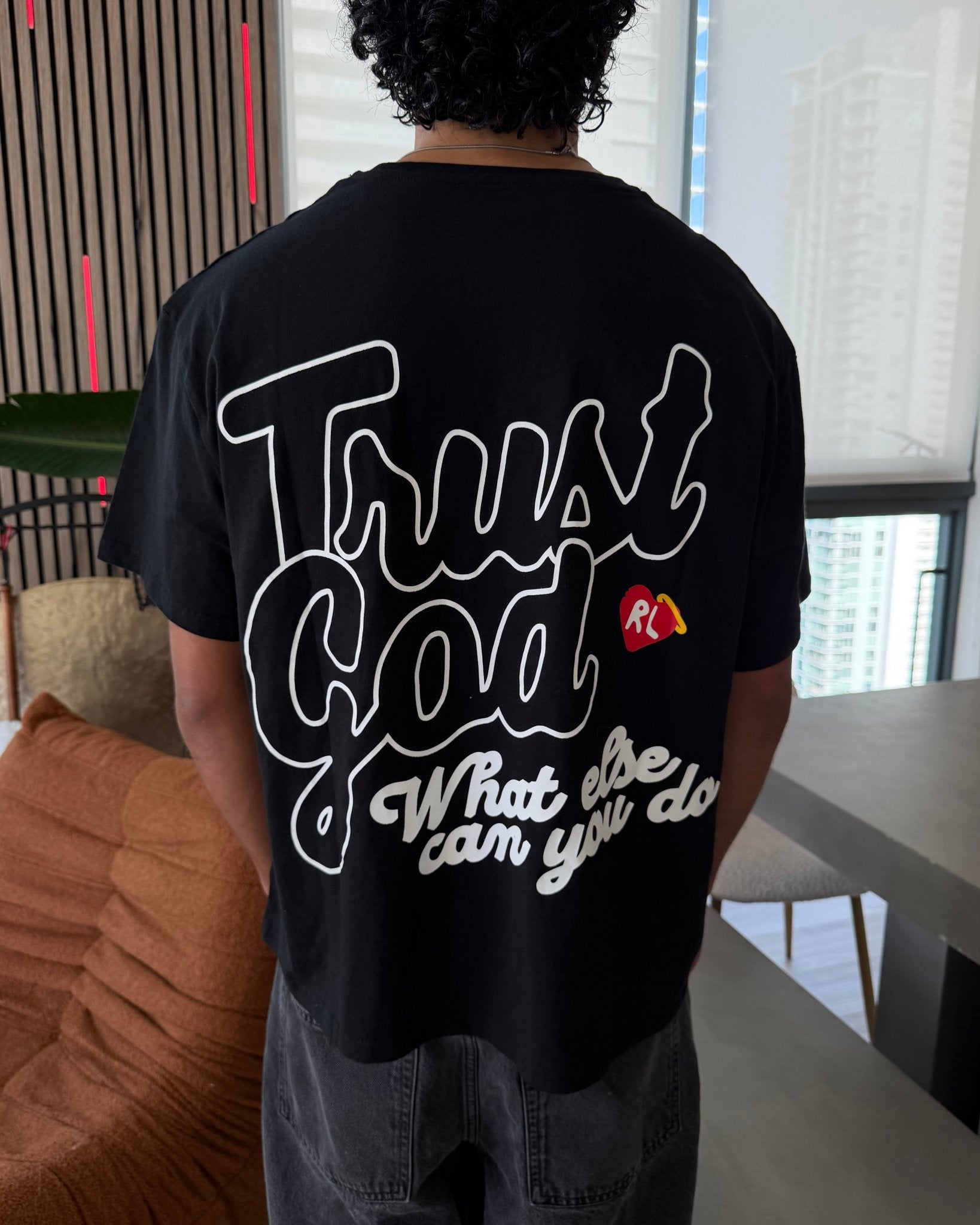 Trust God Tee - Black - Red Letters