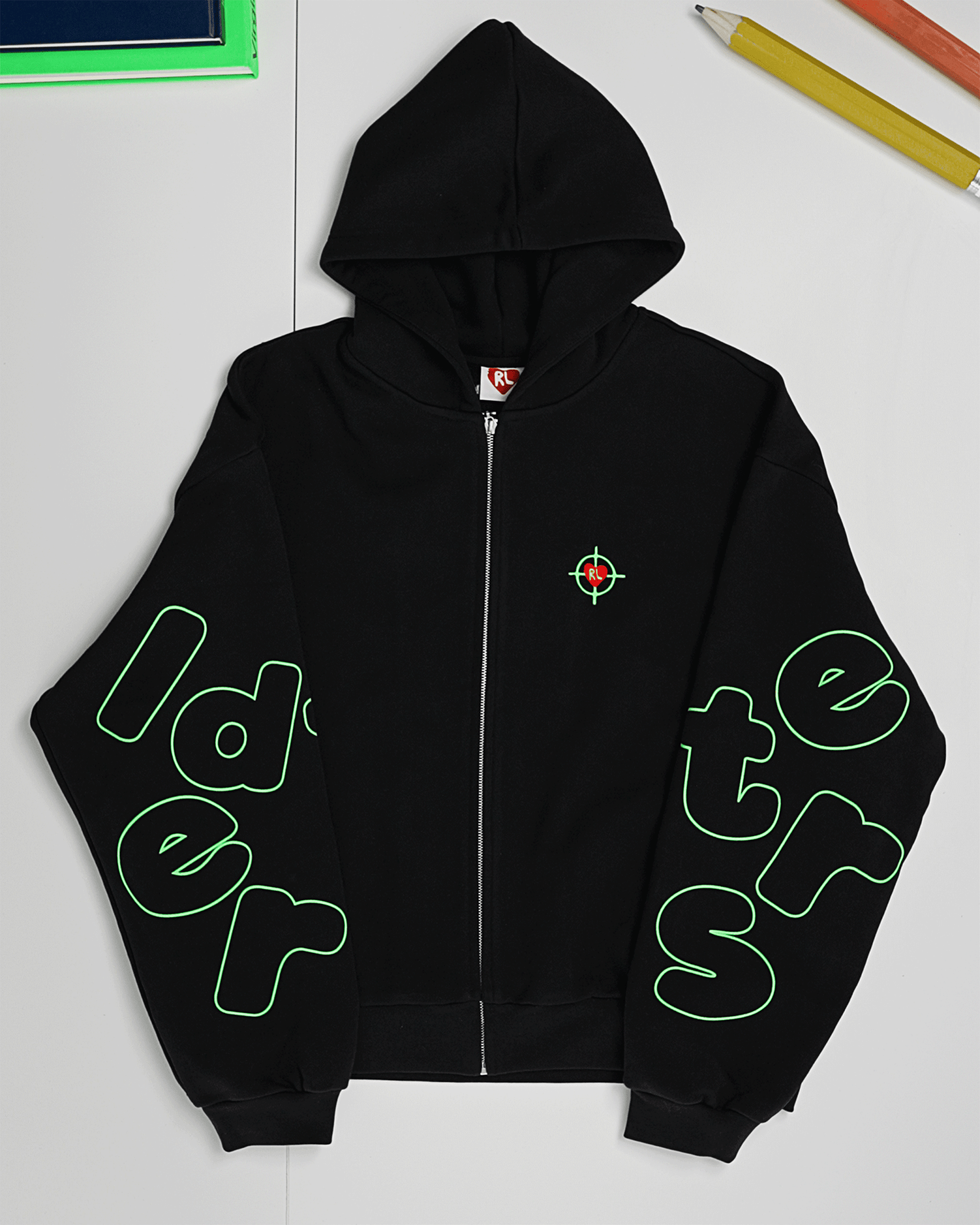 We Don't Miss Scattered Zip Up - Red Letters